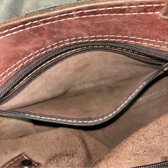 MUBO Leather Suede Satchel Shoulder Bag - Picture 9 of 9